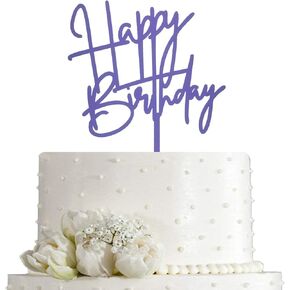 JIEEIN Happy Birthday Cake Topper - Birthday Party Decoration, Purple Acrylic