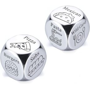 2Pcs Food Dice Decider, Wedding Registry Iedas, Gifts for Boyfriend, Dinner Dice, Wife Valentines Gifts, 6th Iron Anniversary GIFS for Women Men, Santa Swap Gift Exchange Dice, Dirty Santa Gifts