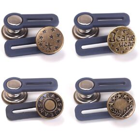 FuninCrea Button Extender for Trousers, 8pcs Adjustable Extended Button, 4 Style Button Extender Set, Metal Button Elastic Extenders No Sew Snap Buttons for Pants, Jacket,Trousers (Bronze)