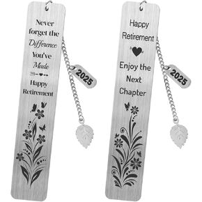 Retirement Gifts for Women 2024 Coworker Retirement Bookmarks for Women Men Book Lovers Farewell Going Away Goodbye Appreciation Retirement Gifts for Retired Teacher Nurse Colleagues(2Pcs Metal)