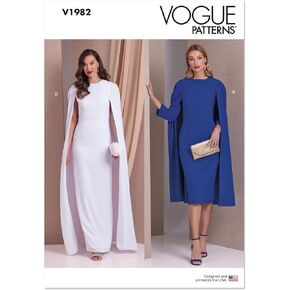 Vogue Misses' Fitted Cape Dresses Sewing Pattern Packet, Sizes 18-20-22-24-26, Multicolor