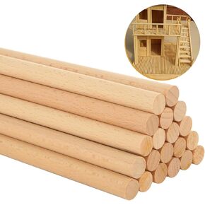 30 Pcs Wooden Dowel Rods - 1/2 x 17 Inch Dowel Rods Wooden Rod Sticks, Bamboo Doweling Rods, Unfinished Round Hardwood Sticks for Craft and DIY Projects, Cake Dowels Hardwood Craft Dowel Rods