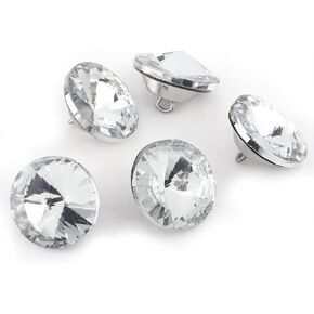 Crystal Upholstery Buttons 50Pcs 0.79" Clear Rhinestone Round Buttons with Metal Loop for Sofa Bed Headboards Furniture Decorative Sewing (50pcs 20mm)