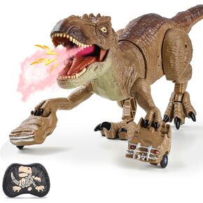 RC Tyrannosaurus Rex Dinosaur Toys for Kids 3-5, 5-7, 8-12, Remote Control T Rex Dino Robot Toy with Spray, Roar & Light, Birthday for 3 4 5 6 7 8 9 10 11 12 Year Old Boys (Green)