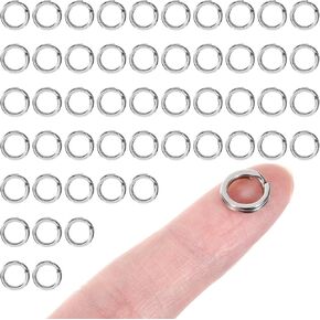 50 Pcs Mini Key Rings 10mm Stainless Steel Split Rings Jewelry Making Open Jump Rings Pet Collar Connector Small Thin Keychain Attachment for Car Keys Craft DIY Pendant Charm Bracelet Strap Repair