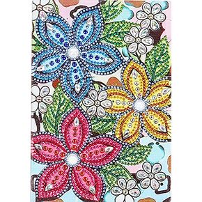 5D Diamond Art Painting Notebook Kits Colorful Flower Cover Leather DIY Special Shaped Journal Sketchbook Cross Stitch Diamond Art Hardcover Dairy Book Festival Birthday Gift 8.27x5.71IN