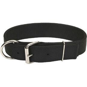 Coastal Pet Macho Dog Double-Ply Dog Collar with Roller Buckle - Comfortable & Durable Dog Collar - Heavy-Duty Dog Collar - Black, 20"