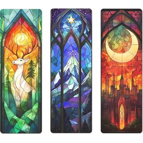 TwoDays Fantasy Stained Glass Art Transparent PVC Bookmarks, Dark Romance Merch for Readers, Romantasy Inspired Bookish Gifts for Book Lovers Booktok, Book Accessories (Set of 3, 6'' x 2'')