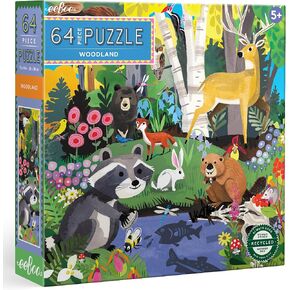 eeBoo: Woodland - 64 Piece Puzzle - 15 x 15 Kids Square Jigsaw, Glossy Pieces, Ages 5+