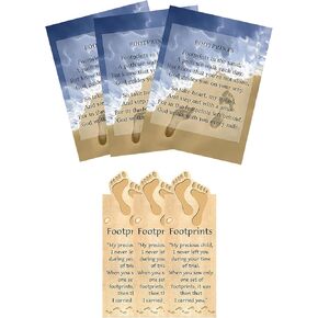 Footprints In The Sand Card - Magnetic Footprints In The Sand Bookmark - Inspirational Footprints Card and Bookmark Set for Bible Study, Book, Journal - 6 Items Total