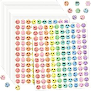 6000 Pcs Happy Smile Stickers Pastel Face Small Smile Happy Face Decal Stickers for Kids Mini Classroom Incentive Reward Decal Teachers 0.5 Inch Colorful Behavior Chart for Student