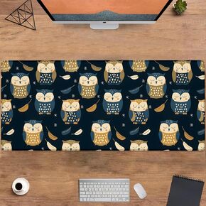 Cute Owl Gaming Mouse Pad, Large Office Desktop Mousepad for Computer Laptop, Extended Work Desk Mat with Anti-Slip Base, Decorative Desk Pad 31.5×11.8 in (Cute Cartoon Owl)