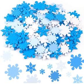 Coopay 600 Pieces Mini Foam Snowflake Stickers Self-Adhesive Snowflake Stickers Decals for Christmas Decoration, DIY Craft Projects, Assorted Color and Sizes