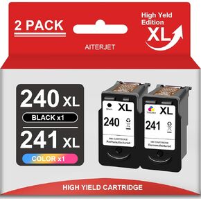 240 241 Ink Remanufactured Ink Cartridge Replacement for Canon 240 240XL 241 241XL to use with Pixma MG3620 MG3520 MX472 TS5120 MX452 MX432 MX532 MG3220 Printer (Black & Color XL Combo Pack)