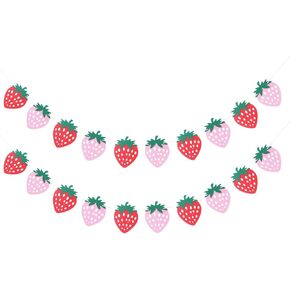 Toyvian 2 Pieces Strawberry Garland Strawberry Theme Party Decorations Berry Hanging Banner First Birthday Party Favors Supplies for Baby Shower