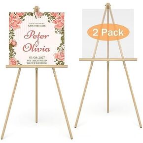 Art Easel Wooden Stand - 63 "عرض ترايبود فنان Wood Easel - Floor Floor Stand لعلامة الترحيب بالزفاف والرسم ولوحة الرسم وعرض العرض - طبيعي