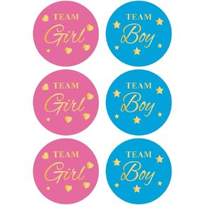 2 inch 60PCS Team Girl and Team Boy Stickers Removable Adhesive Stickers