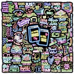 50 Pcs Glow in The Dark Neon Inspirational Quotes Kids Stickers for Water Bottle, Cute Waterproof Vinyl Positive Motivational Phrases Laptop Decals, Boys Girls Skateboard Phone Case Decorations