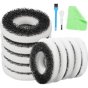 Foam and Carbon Rings Filter Replacement Compatible with Biorb Aquariums，Aquarium Sponge Foam Filter Pads (10 Piece of Carbon Foam, 10piece of Regular Foam, 2 Cleaning brushs,1 Cleaner pad)