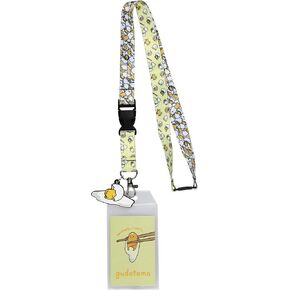 Sanrio Gudetama Seriously I Can't ID Badge Holder Breakaway Lanyard w/ 2" Lazy Egg Rubber Charm