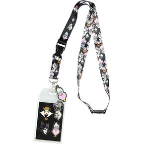Disney Villains Line Up Collage Lanyard with ID Holder and Rubber Ursula Charm