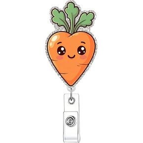 Easter Carrot Rabbit Retractable Badge Reel ID Tag, with Alligator Clip,24in Nylon Cord, Nurse Office Employee Name Badge