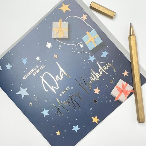 Old English Co. Nephew Birthday Card for Him - Navy Blue Male Birthday Card for Family - Stars Wrapped Gifts Presents Card Design - Modern Birthday Card | Blank Inside in Saudi Arabia