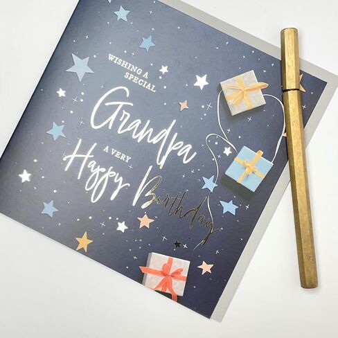 Old English Co. Nephew Birthday Card for Him - Navy Blue Male Birthday Card for Family - Stars Wrapped Gifts Presents Card Design - Modern Birthday Card | Blank Inside in Saudi Arabia