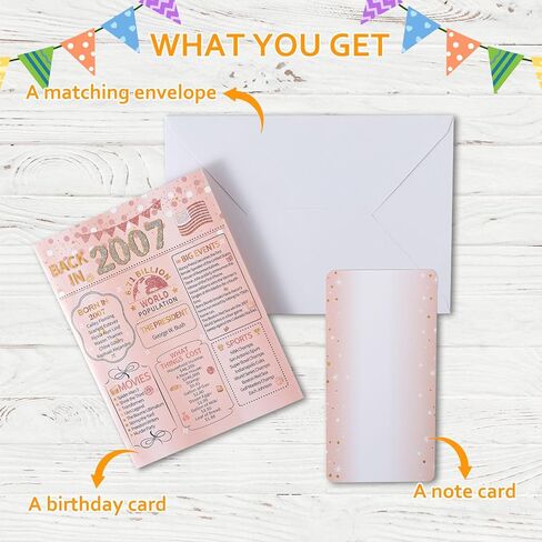 HOMANGA 18th Birthday Card, 3D Pop Up 18th Birthday Card for Girls Her, Back in 2007 Card with Envelope, 18th Birthday Gifts for Daughter, Sister (Rose Gold) in Kuwait