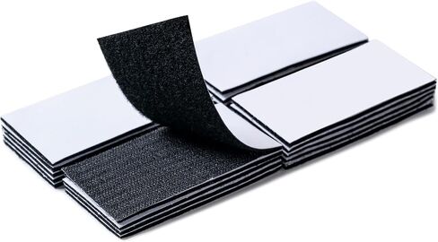 20 Sets Hook and Loop Strips with Adhesive, 2x4 inch Strong Double Sided Tape Heavy Duty Sticky Back Self Adhesive Fasten Mounting Tapes for Home School or Office Use, Black in Saudi Arabia