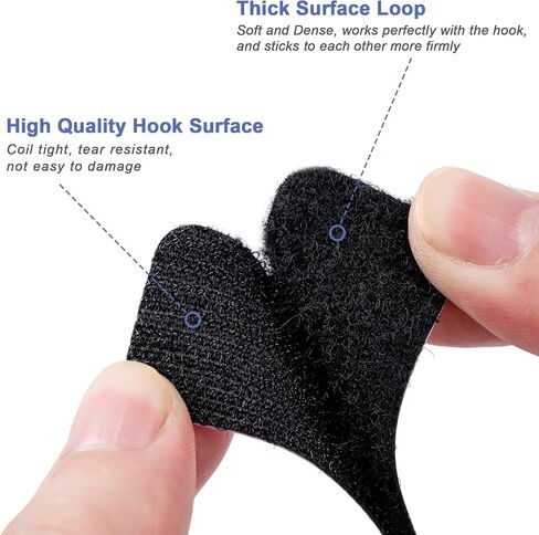 20 Sets Hook and Loop Strips with Adhesive, 2x4 inch Strong Double Sided Tape Heavy Duty Sticky Back Self Adhesive Fasten Mounting Tapes for Home School or Office Use, Black in Saudi Arabia