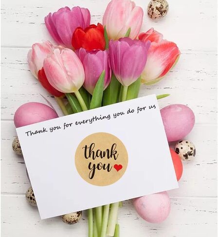 1 Rolls/500Pcs Thank You Stickers Self Adhesive Kraft Paper Label Stickers for Gift Wrapping Baking Wedding Birthday Party Christmas, 25mm in Saudi Arabia