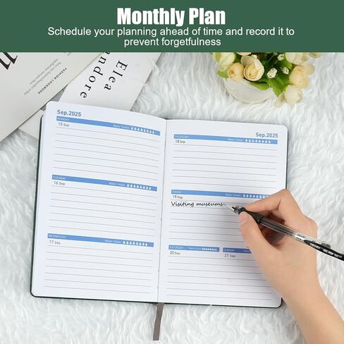 AUAUY Planner 2025-2026:A5 18-Month Diary Jan 2025-Jun 2026,Leather Hardcover, 2025 Planner Weekly&Monthly Layouts, To-Do Lists,for Office & School Use,Green in Kuwait