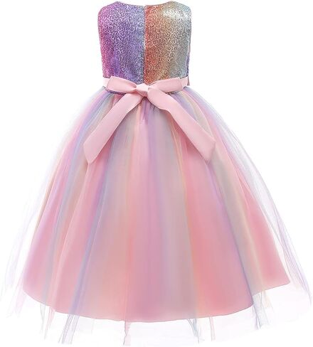 REXREII Girls Unicorn Party Sleeveless Long Tulle Dress w/Headband Halloween Costume Princess Birthday Christmas Ball Gown in Saudi Arabia