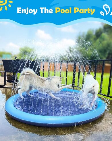 PENEAST DOG Splash Pad 51 "حمام سباحة للكلاب المضادة للانزلاق للكلاب الكبيرة 0.58 مم من ألعاب الكلب الكلب في الهواء الطلق - إكسسوارات الكلاب للكلاب الكبيرة in Kuwait