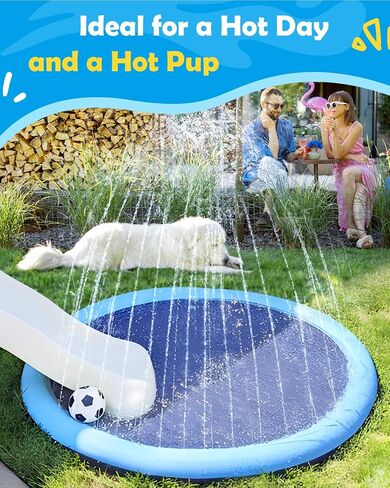 PENEAST DOG Splash Pad 51 "حمام سباحة للكلاب المضادة للانزلاق للكلاب الكبيرة 0.58 مم من ألعاب الكلب الكلب في الهواء الطلق - إكسسوارات الكلاب للكلاب الكبيرة in Kuwait