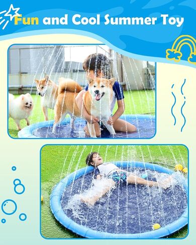PENEAST DOG Splash Pad 51 "حمام سباحة للكلاب المضادة للانزلاق للكلاب الكبيرة 0.58 مم من ألعاب الكلب الكلب في الهواء الطلق - إكسسوارات الكلاب للكلاب الكبيرة in Kuwait
