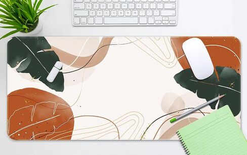 Arttown Bohemian Green Leaves Pad Mouse Mater Garing Summer Boho Botanical Flower Non-Slip Desk Pad Deed Pad and Mouse Desk Mat for Gamer ، Office & Home ، 31.5 × 15.7 in in Kuwait
