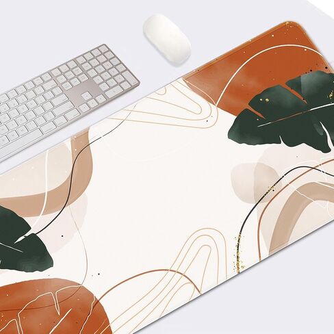 Arttown Bohemian Green Leaves Pad Mouse Mater Garing Summer Boho Botanical Flower Non-Slip Desk Pad Deed Pad and Mouse Desk Mat for Gamer ، Office & Home ، 31.5 × 15.7 in in Kuwait