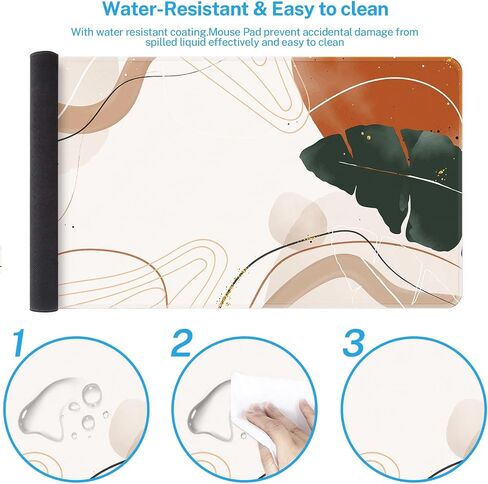 Arttown Bohemian Green Leaves Pad Mouse Mater Garing Summer Boho Botanical Flower Non-Slip Desk Pad Deed Pad and Mouse Desk Mat for Gamer ، Office & Home ، 31.5 × 15.7 in in Kuwait