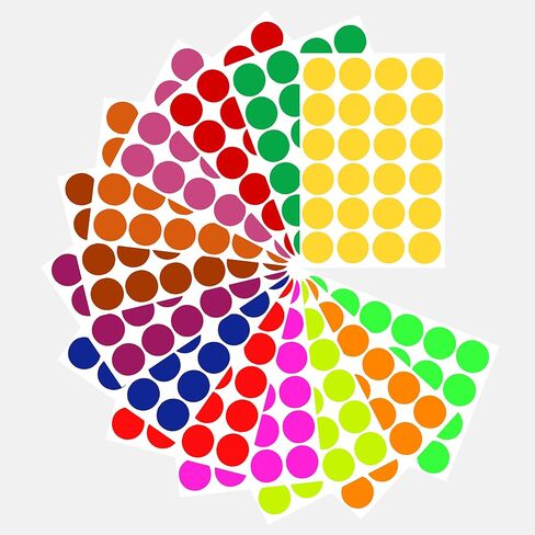 Royal Green Colored Labels 1" inch in 13 Assorted Colors - Sticker Dots 25mm one inch - 312 Pack in Kuwait
