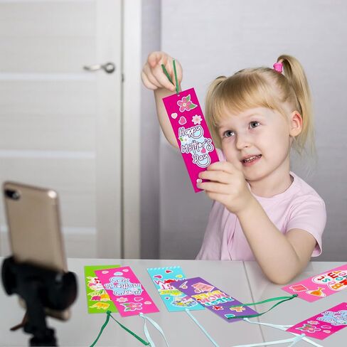 36 Sets Happy Mother's Day Craft Kit for Kids DIY Mom Bookmark Sticker Scenes Make Your Own Craft Gifts World's Best Mom Craft Bulk for Classroom School Home Mother's Day Party Favor Supplies in Saudi Arabia