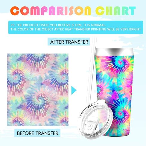 Tintnut Tie Dye Sublimation Transfer Paper - 12 Sheets 12inchesx10inches, Rainbow Sublimation Transfer Ink Sheets Compatible with Cricut for DIY MugsTumblers Key Chain T-Shirts in Saudi Arabia