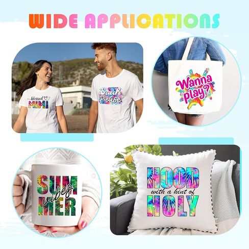 Tintnut Tie Dye Sublimation Transfer Paper - 12 Sheets 12inchesx10inches, Rainbow Sublimation Transfer Ink Sheets Compatible with Cricut for DIY MugsTumblers Key Chain T-Shirts in Saudi Arabia