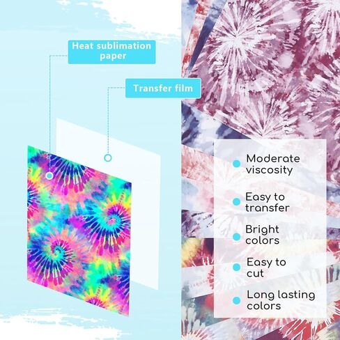 Tintnut Tie Dye Sublimation Transfer Paper - 12 Sheets 12inchesx10inches, Rainbow Sublimation Transfer Ink Sheets Compatible with Cricut for DIY MugsTumblers Key Chain T-Shirts in Saudi Arabia