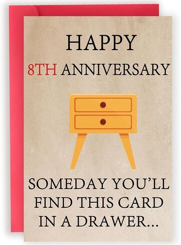 Happy 8 Year Anniversary Card for Him Her, Funny 8th Wedding Anniversary Card for Couple Husband Wife, Best Bronze Aday Gifts for Men Women, Sweet Valentines Gifts Ideas in Kuwait