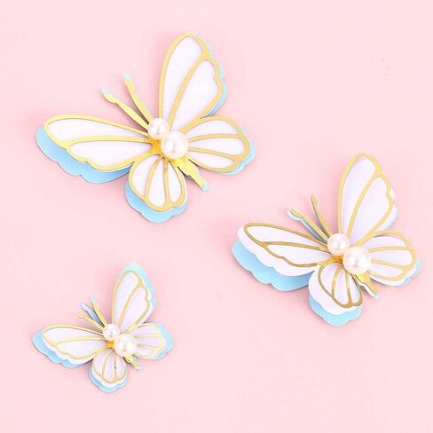 Leadigol 15pcs الفراشة كب كيك الديكور كعكة Topper الفراشة الطاولة القبعات المركزية مركزية الفراشة ديكور حفلة لحفلات عيد الميلاد لوازم حفلات عيد الميلاد in Kuwait