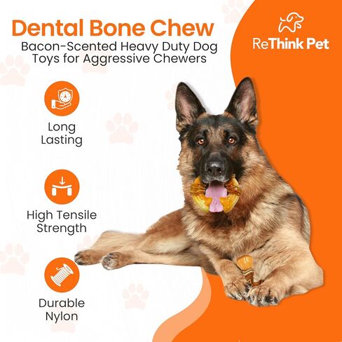 Dental Munch Boomerang Pet Toy, Bacon Scented Nylon Dog Bones, Savor Stimulating Dog Chew Toys, Long-Lasting and Durable Dog Toys for Boredom in Saudi Arabia