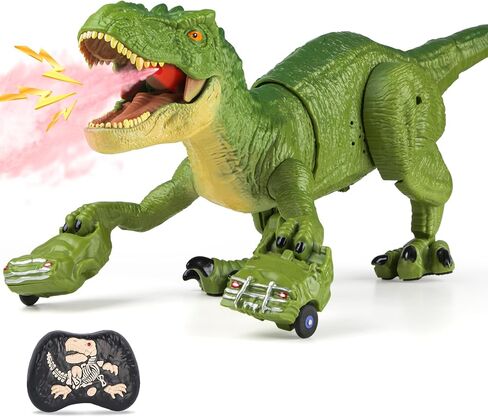 Remote Control Tyrannosaurus Rex Dinosaur Toys for Kids 3-5, 5-7, 8-12, RC T Rex Dino Robot Toy with Spray, Roar & Light, Birthday for 3 4 5 6 7 8 9 10 11 12 Year Old Boys (Brown) in Saudi Arabia