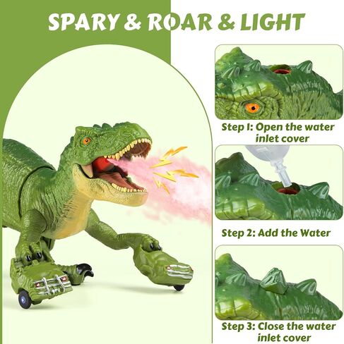 Remote Control Tyrannosaurus Rex Dinosaur Toys for Kids 3-5, 5-7, 8-12, RC T Rex Dino Robot Toy with Spray, Roar & Light, Birthday for 3 4 5 6 7 8 9 10 11 12 Year Old Boys (Brown) in Saudi Arabia